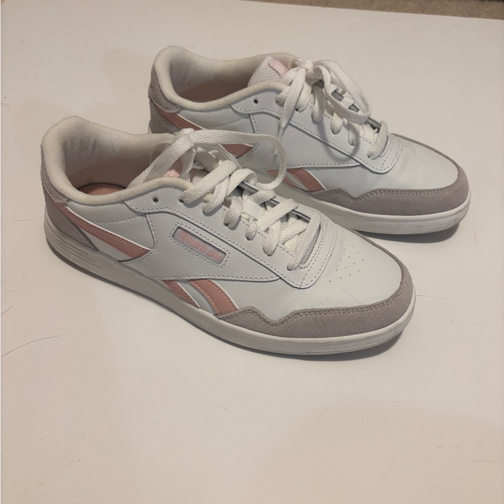 Reebok Classic White and Pink Sneakers